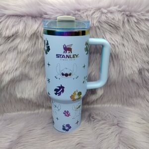 Stanley Light Blue Tumbler with Handle and Stitch Character Designs